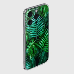 Чехол для iPhone 15 Pro Max силиконовый с защитой камеры Тропические растения - текстура - фото 2