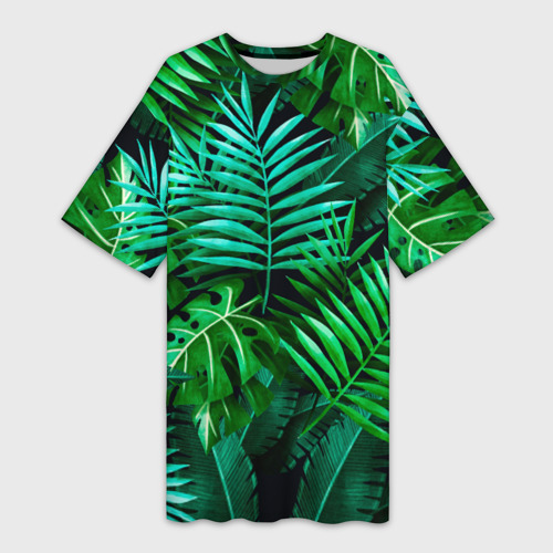 Платье-футболка 3D Тропические растения - текстура, цвет 3D печать