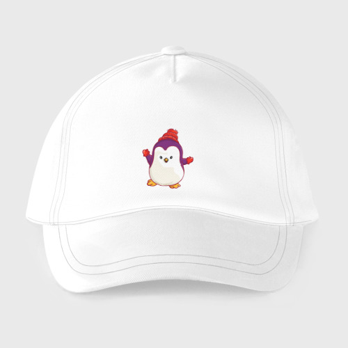 Детская бейсболка Пингвин в шапке, цвет белый - фото 2