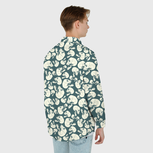 Мужская рубашка oversize 3D с принтом Череп с боковой трещиной, вид сзади #2