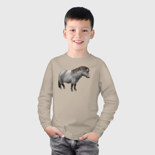 Детский лонгслив хлопок с принтом Уэльский пони, фото на моделе #1