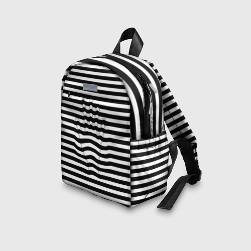 Детский рюкзак 3D с принтом Черно-белые полосы и рука, вид сбоку #3