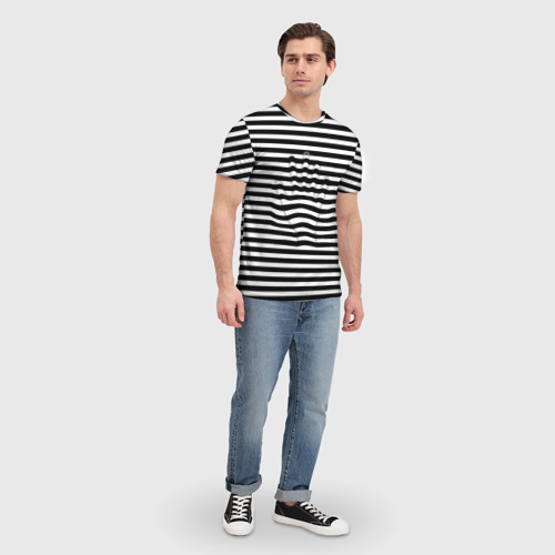 Мужская футболка 3D Черно-белые полосы и рука, цвет 3D печать - фото 5