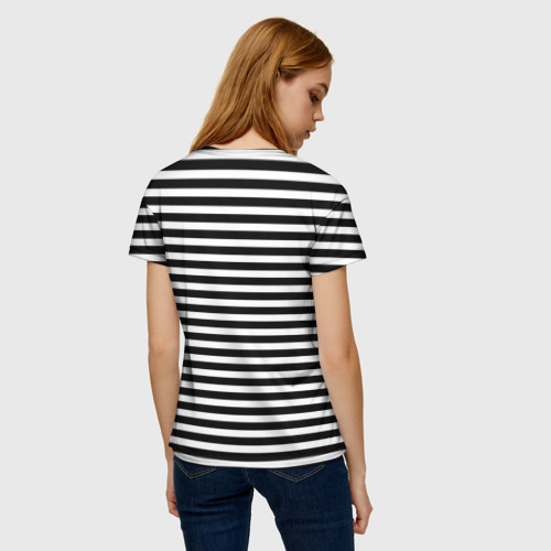 Женская футболка 3D Черно-белые полосы и рука, цвет 3D печать - фото 4