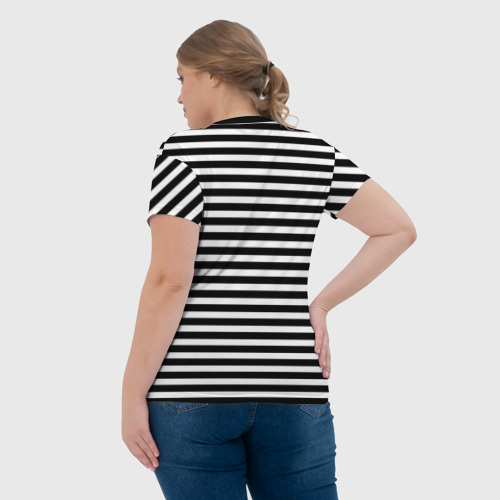 Женская футболка 3D Черно-белые полосы и рука, цвет 3D печать - фото 7