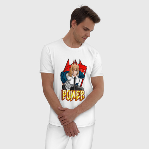 Мужская пижама хлопок с принтом Power : Человек-бензопила, фото на моделе #1