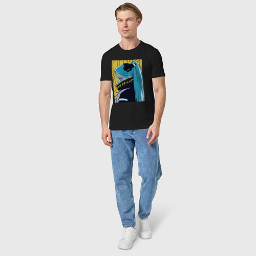 Мужская футболка хлопок Киберпанк Ребекка, цвет черный - фото 5