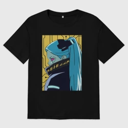 Женская футболка хлопок Oversize Киберпанк Ребекка