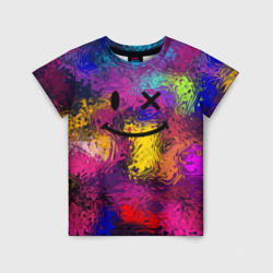Детская футболка 3D Смайлик с брызгами краски