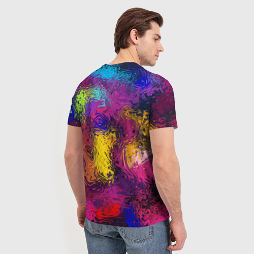 Мужская футболка 3D Смайлик с брызгами краски, цвет 3D печать - фото 4