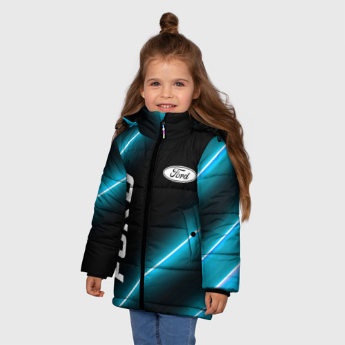 Зимняя куртка для девочек 3D Ford неоновые лампы, цвет черный - фото 3
