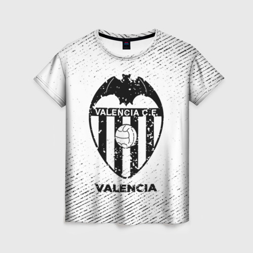 Женская футболка 3D с принтом Valencia с потертостями на светлом фоне, вид спереди #2