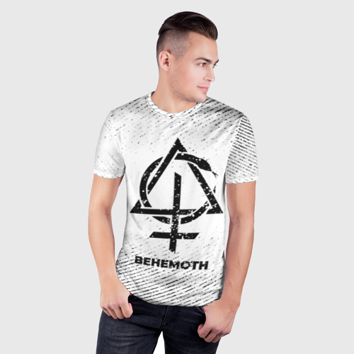Мужская футболка 3D Slim Behemoth с потертостями на светлом фоне, цвет 3D печать - фото 3