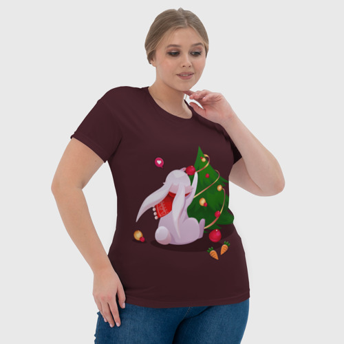 Женская футболка 3D с принтом Милый новогодний кролик 2023, фото #4