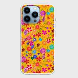 Нарисованные цветы - орнамент – Чехол для iPhone 14 Pro с принтом купить