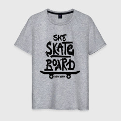 Надпись скейтборд Нью-Йорк – Мужская футболка хлопок с принтом купить со скидкой в -20%