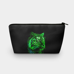 Косметичка 3D Нейросеть: неоновый зелёный тигр