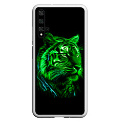 Чехол для Honor 20 Нейросеть: неоновый зелёный тигр