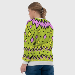 Свитшот с принтом Новогодний свитер Гринча для женщины, вид на модели сзади №3. Цвет основы: белый