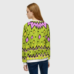 Свитшот с принтом Новогодний свитер Гринча для женщины, вид на модели сзади №2. Цвет основы: белый