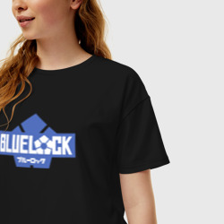 Женская футболка хлопок Oversize Logo Blue Lock - фото 2