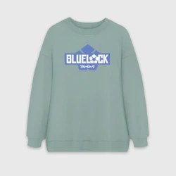 Женский свитшот oversize без начеса хлопок Logo Blue Lock