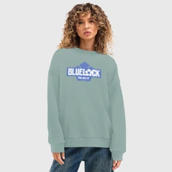 Женский свитшот oversize без начеса хлопок Logo Blue Lock - фото 2