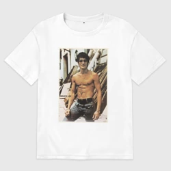 Женская футболка хлопок Oversize Брюс Ли - ретро постер