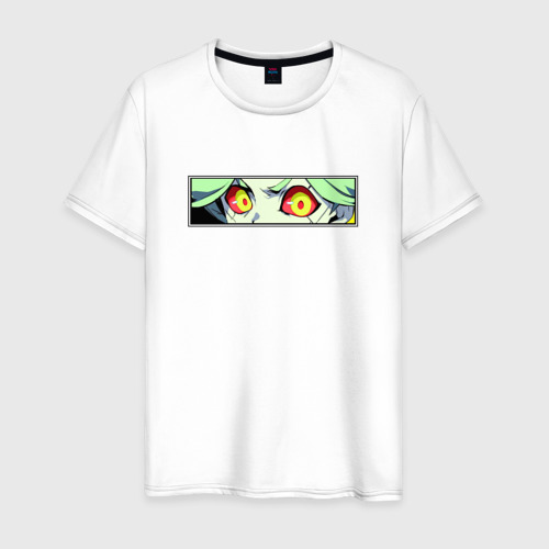Мужская футболка из хлопка с принтом Ребекка из Киберпанка - Глаза, вид спереди №1
