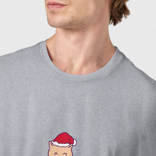 Мужская футболка хлопок с принтом Новогодняя елка из котят, фото #4