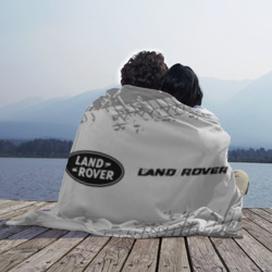 Плед 3D Land Rover Speed на светлом фоне со следами шин: надпись и символ - фото 2