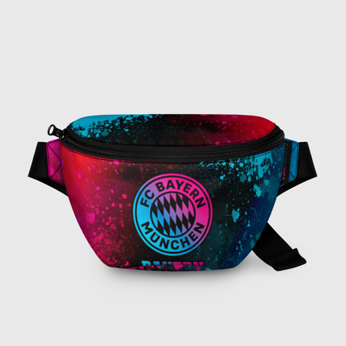 Поясная сумка 3D с принтом Bayern - neon gradient, вид спереди #2