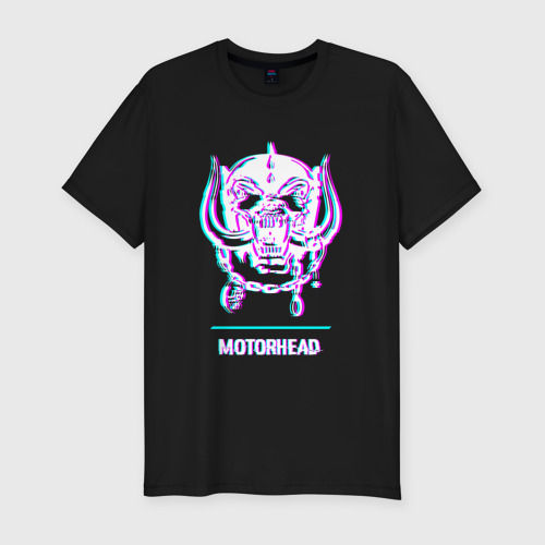 Мужская футболка хлопок Slim Motorhead glitch rock, цвет черный