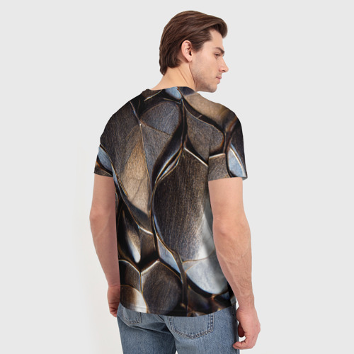 Мужская футболка 3D с принтом Бронзовая чешуя дракона доспех, вид сзади #2