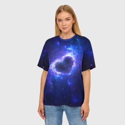 Женская футболка oversize 3D Галактика любви - neon heart - фото 2