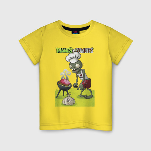 Детская футболка хлопок с принтом Зомби барбекю, вид спереди #2