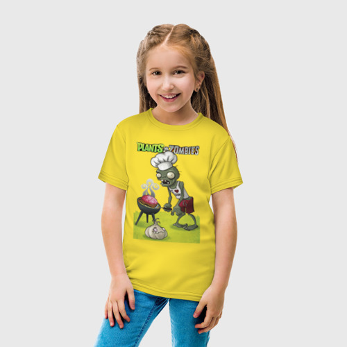 Детская футболка хлопок с принтом Зомби барбекю, вид сбоку #3