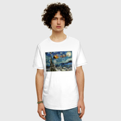 Мужская футболка хлопок Oversize Новогодняя ночь Ван Гог - фото 2