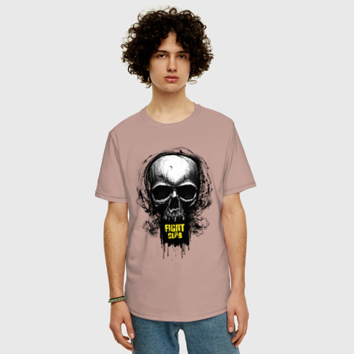 Мужская футболка хлопок Oversize с принтом Череп бойцовский клуб, фото на моделе #1