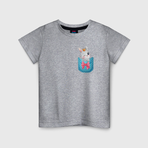 Детская футболка хлопок с принтом Зайка в кармане, вид спереди #2