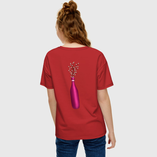 Женская футболка хлопок Oversize с принтом Декоративная бутылка, вид сзади #2