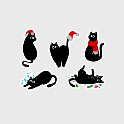 Набор наклеек Котячий год