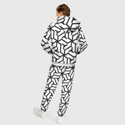 Мужской 3D костюм с принтом Чёрно-белый бесконечный лабиринт, вид сзади #2