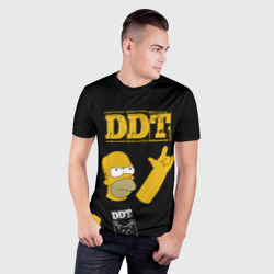 Мужская футболка 3D Slim ДДТ Гомер Симпсон рокер - фото 2