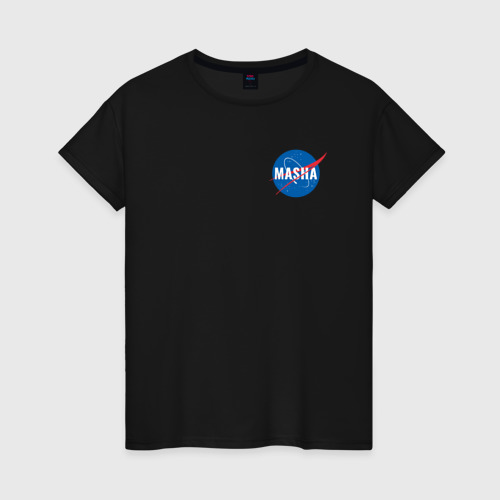Женская футболка хлопок Masha NASA, цвет черный