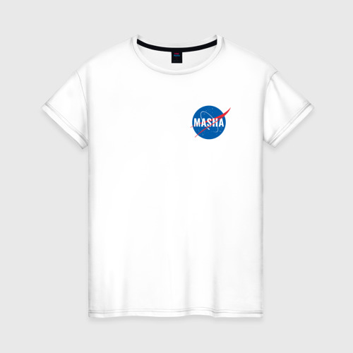 Женская футболка из хлопка с принтом Masha NASA, вид спереди №1