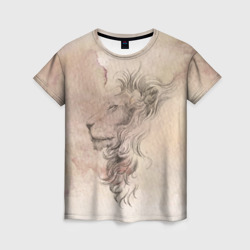 Женская футболка 3D Лев нарисованный