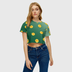 Женская футболка Crop-top 3D Елочное украшение биткоин - фото 2