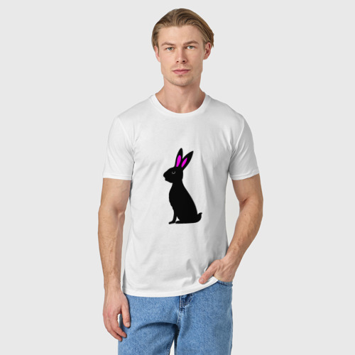 Мужская футболка хлопок Черный кролик, цвет белый - фото 3