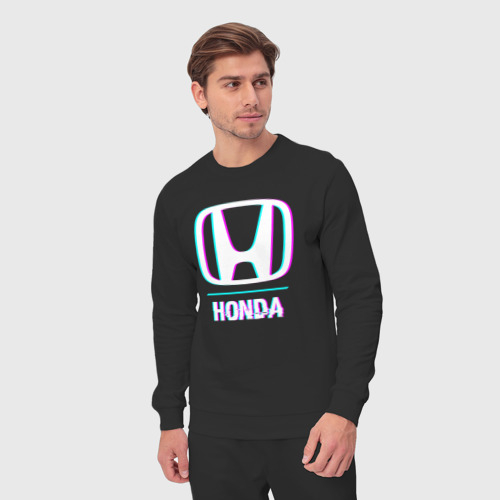 Мужской костюм хлопок Значок Honda в стиле glitch, цвет черный - фото 5